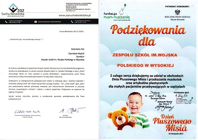 Podziękowania dla szkoły